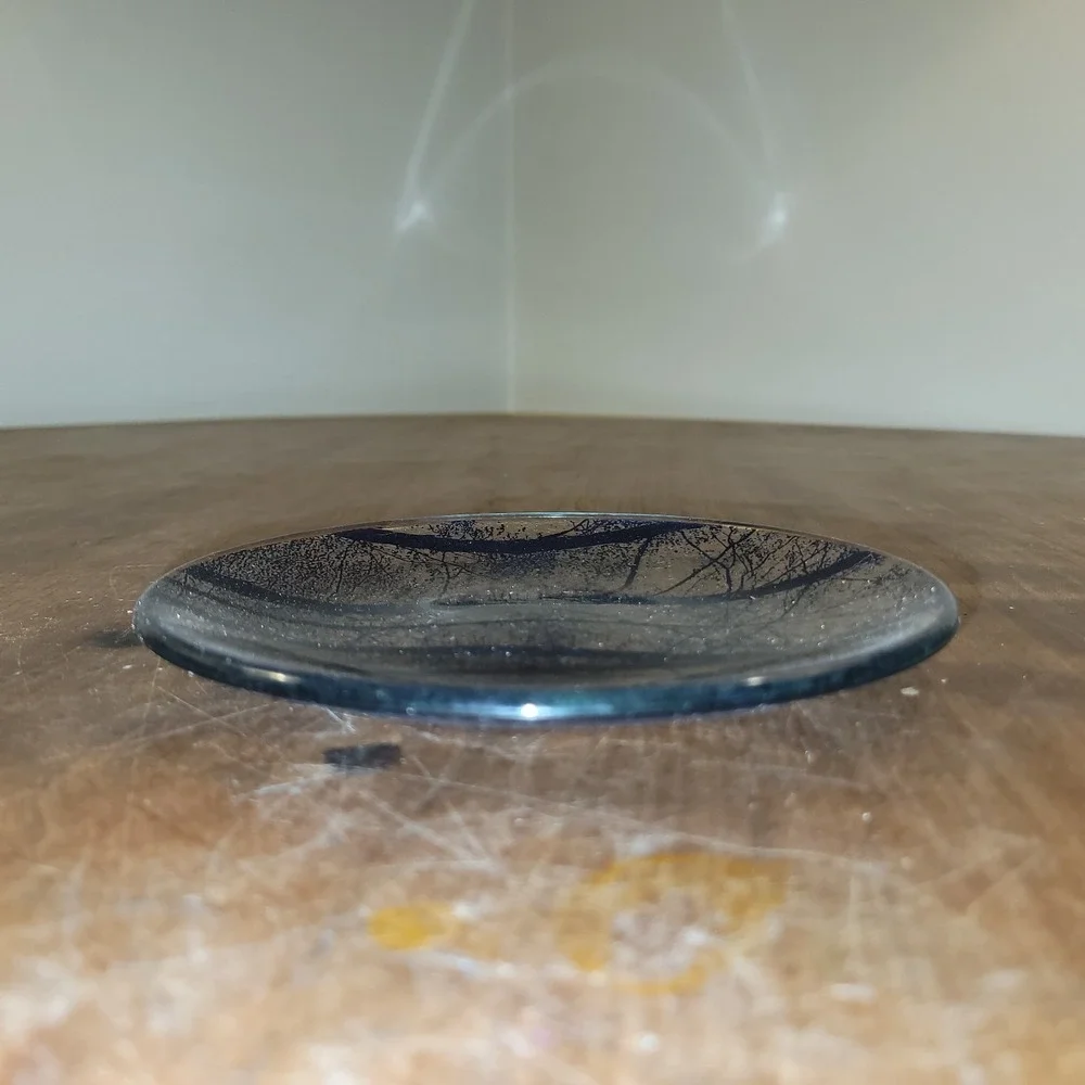 Clear Glass Plate With Dark‎ Woods Design